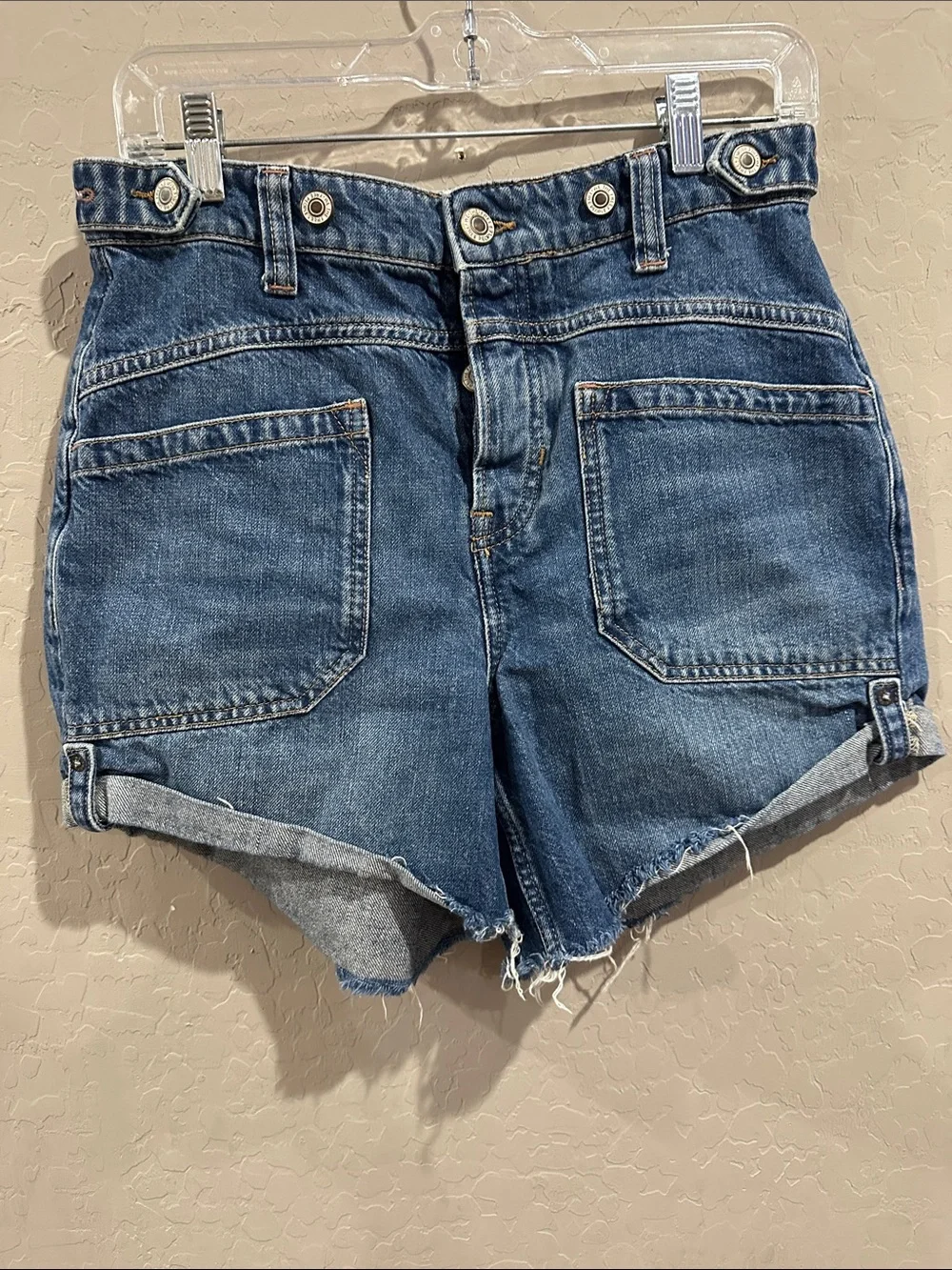 We The Free Palmer Dark Blue High-Rise Denim Shorts